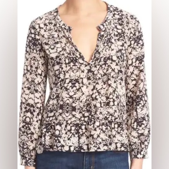 Rebecca Taylor Silk Floral Long Sleeve Blouse Size 6 Feminine Flowy Romantic - Picture 1 of 6